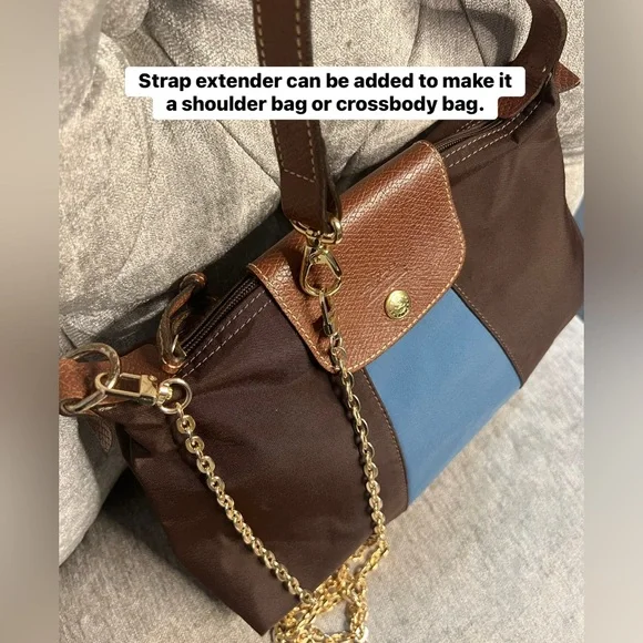 Longchamp Brown and Blue Mini Bag - Picture 10 of 11